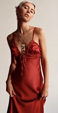 ZARA RED RUFFLE SATIN DRESS