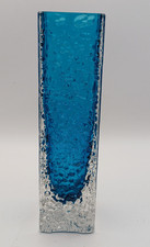 Whitefriars Glass Nailhead Vase Kingfisher Blue Geoffrey Baxter 17 cm A/F