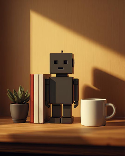 Bit robot bookend - bookend, matte