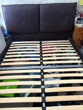 Dark Plum Faux Leather King Size Bed Frame with  padded  Headboard