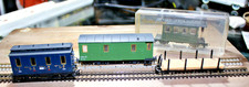 Three HOe gauge 4 wheel coaches & bogie freight wagon (Liliput, Egger Bahn +2)