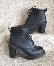 DR Martens Persephone Black Aunt Sally High Heel Leather Ankle Boots Size 6.5