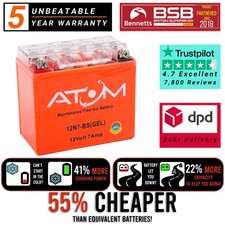 12N7-BS Atom Gel Motorcycle Battery for Sinnis Stealth 125 08-16
