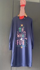 Tu Girls Christmas Nightie/ Nightgown With Candy Cane Slipper Socks, Age 7-8