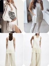 ZARA Ecru Cream Fringe Trimmed