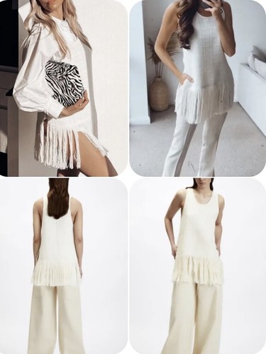 Zara ecru cream - cream, fringe