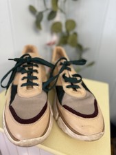 Anthropologie Trainers Size UK7 EU40 Ladies Beige Green Chunky Platform Lace Up