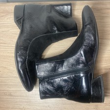 Vagabond Pointy Toe leather patent gogo mod zip ankle Boot Black Womens 7 40