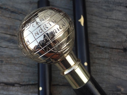 Antique brass globe handle - antique,