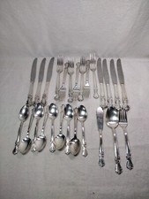 Old Company Plate Flatware Silver Plate Rose Pattern Dinner Service of 26 "T"