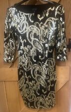 holly willoughby iconic dress Black And Gold Sequin Size 10