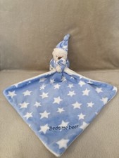 Mothercare Bedtime Bear Baby Comforter Blanket Soft Toy Blue Stars Blankie