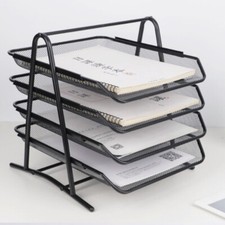 4 Tier Mesh Tray Desk Tidy File Holder Document Letter Paper Storage Organiser