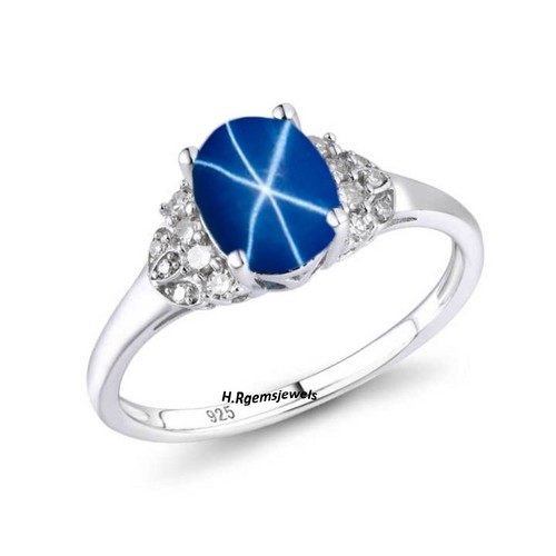 Blue star sapphire ring - star,