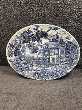 Vintage The Hunter by Myott Meakin - Oval Plate Blue & White 31.5 x 25 cm