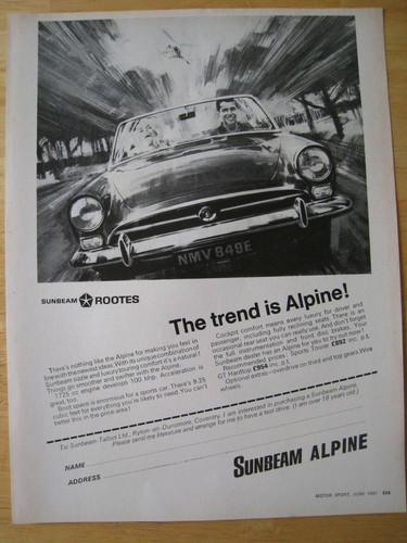 Sunbeam rootes alpine car - rootes,