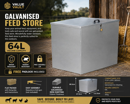 64l galvanised metal outdoor - galvanised,