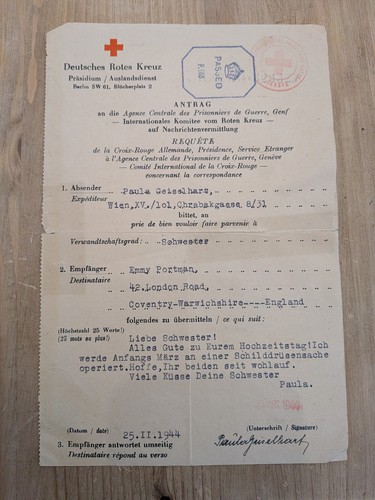 German red cross telegram ww2 - red,