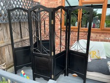 Pair of Vintage Wooden Ebony finish Room Dividers/ Screens 177cm/ 69"