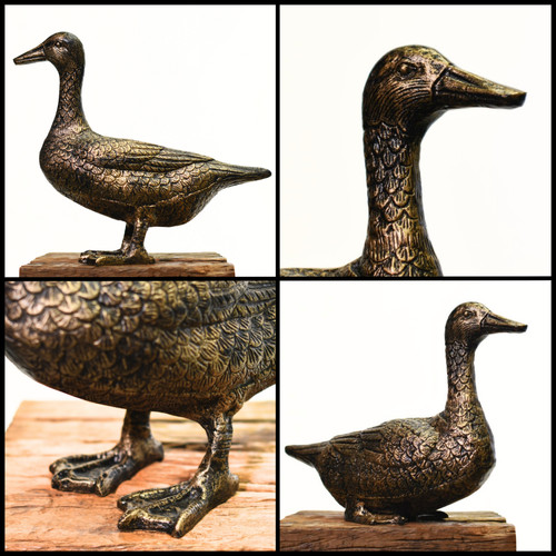 Rustic black gold metal duck - metal,