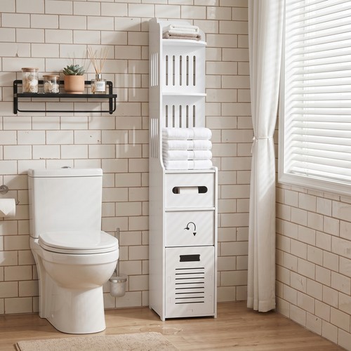 White tall bathroom storage - white,