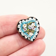 Antique Micro Mosaic Heart Brooch Pin Victorian Micromosaic Millefiori Fine