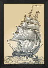 Hand Drawn Sailing Ship Framed
