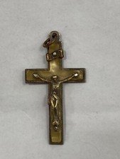 Vintage German Crucifix Pendant Plated Brass 