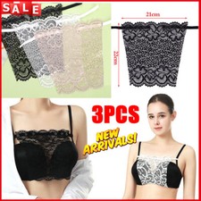 3x Lady Lace Clip-on Mock Camisole Bra Insert Overlay Modesty Panel Vest Gifts