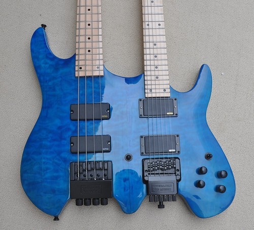 Hot blue double neck guitar - blue,