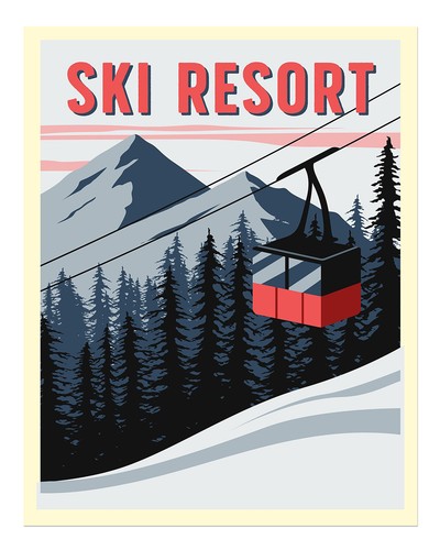 Vintage ski resort poster wall - ski,