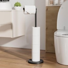 Matte Black Free Standing Toilet Roll Holder with Heavy Duty Base, SUS304 Stainl