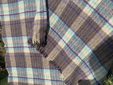 Vintage The Clan Rug Checked Tartan Blanket Made In UK 80% Wool 155x150cm (B66