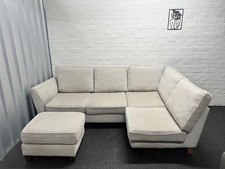 Next Beige Corner Sofa With Footstool 3-4 Seater 