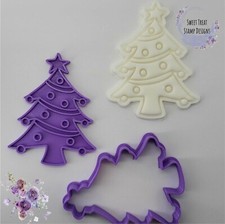 Christmas Tree Cookie Sugar Biscuit Dough Cutter & Fondant Icing Stamp Set