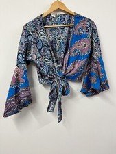 Blue Boho Top Blouse Hippie
