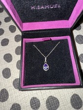 Silver And Amethyst H Samuel Necklace Preowned 22cm Chain