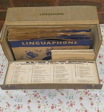 Vintage Linguaphone SPANISH Language Course Vinyl 78rpm Records & Case + Extras!