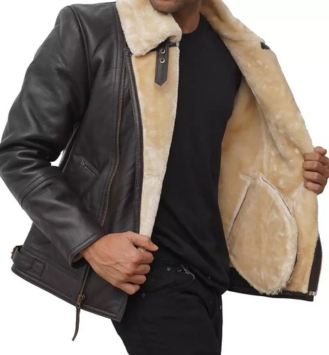 Men dark brown shearling - men's,