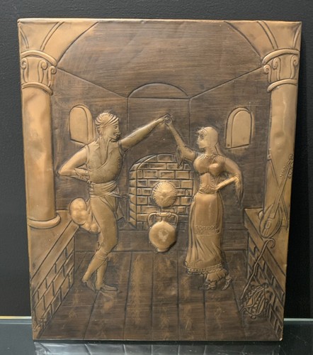 Vintage copper relief plaque - vintage,