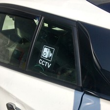 CCTV - Sign Sticker Self Adhesive Clear Transparent Security Car Taxi 100x100 mm