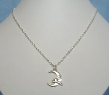 Cute Bunny Rabbit Hare Moon Pendant 18" Chain Necklace in Gift Bag