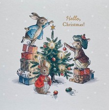 PETER RABBIT ~ BEATRIX POTTER ~ CHRISTMAS CARD ~ FOILED ~ HALLMARK ~ SINGLE CARD