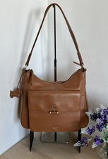 Radley Pear Street Tan Brown Pebbled Leather Shoulder Grab Slouch Hobo Bag