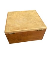 BEAUTIFUL VINTAGE BROWN WOODEN HINGED LID 9 COMPARTMENT STORAGE CRAFTING BOX 