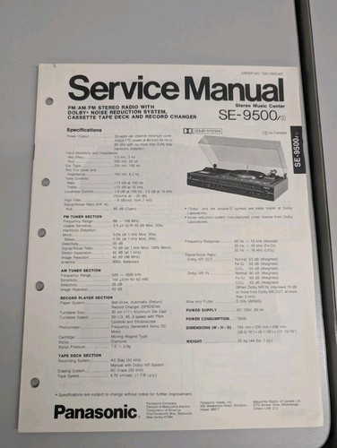 Panasonic 9500 stereo music - se-9500,