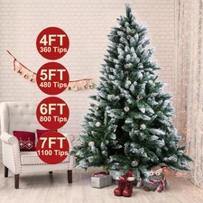 4ft 5ft 6ft 7ft Snow Frosted Christmas Tree with Snowy Pinecones Xmas Artificial