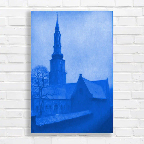Moody church spire blue - moody, canvas