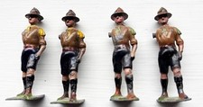 4 Lead painted Boy Scouts in need of some TLC, sadly all need a new arm.