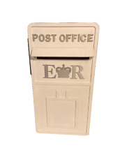 White Wooden post box with silver ER & Crown  Wedding, party, donations etc